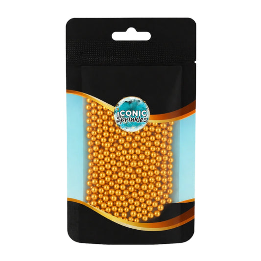 Gold Pearls 4mm 30g - Iconic Sprinkles
