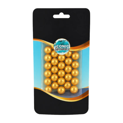 Gold Pearls 10mm 30g - Iconic Sprinkles