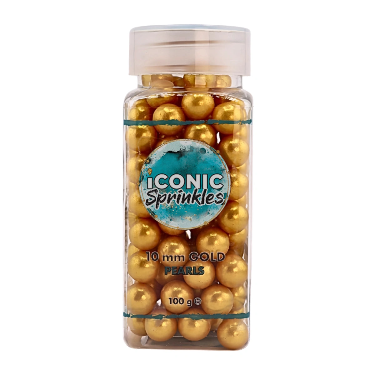 Gold Pearls 10mm 100g - Iconic Sprinkles