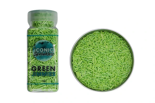 Green Pearl Jimmies 75g - Iconic Sprinkles
