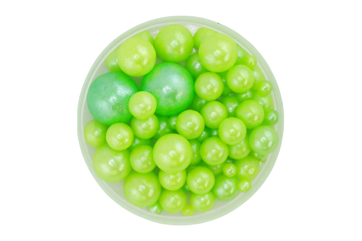 Green Shiny Pearls 100g - Iconic Sprinkles