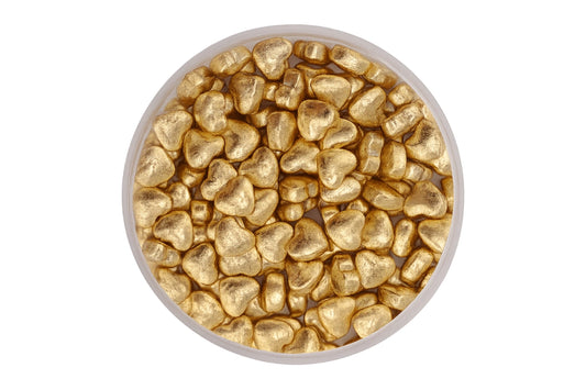 Metallic Gold Hearts 30g - Iconic Sprinkles