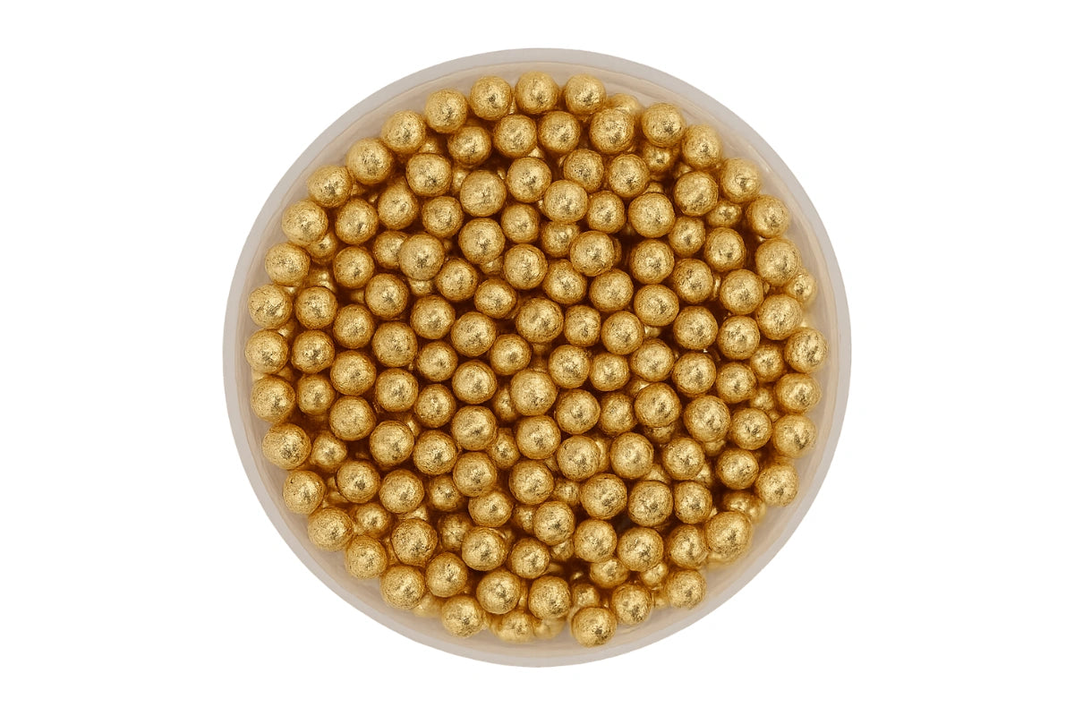 Metallic Gold 4mm Pearls 100g - Iconic Sprinkles