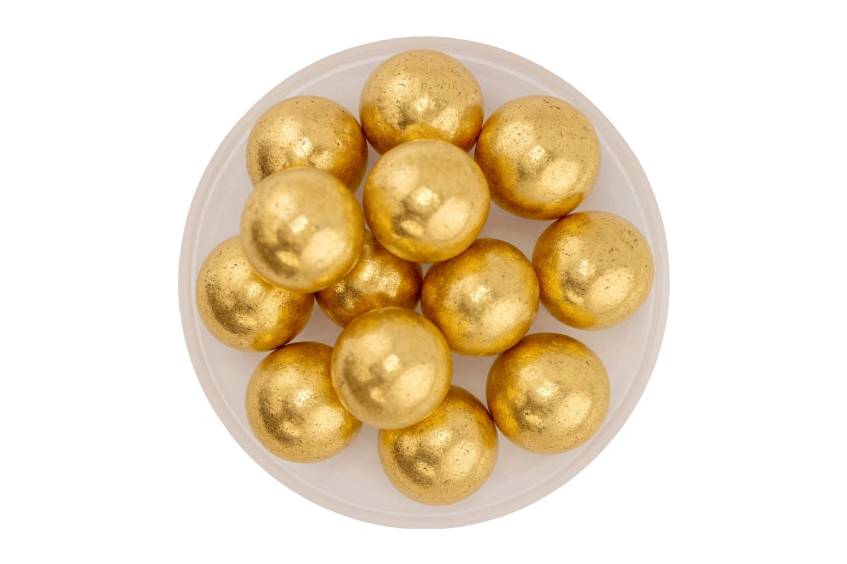 Metallic Gold 14mm Pearls 30g - Iconic Sprinkles