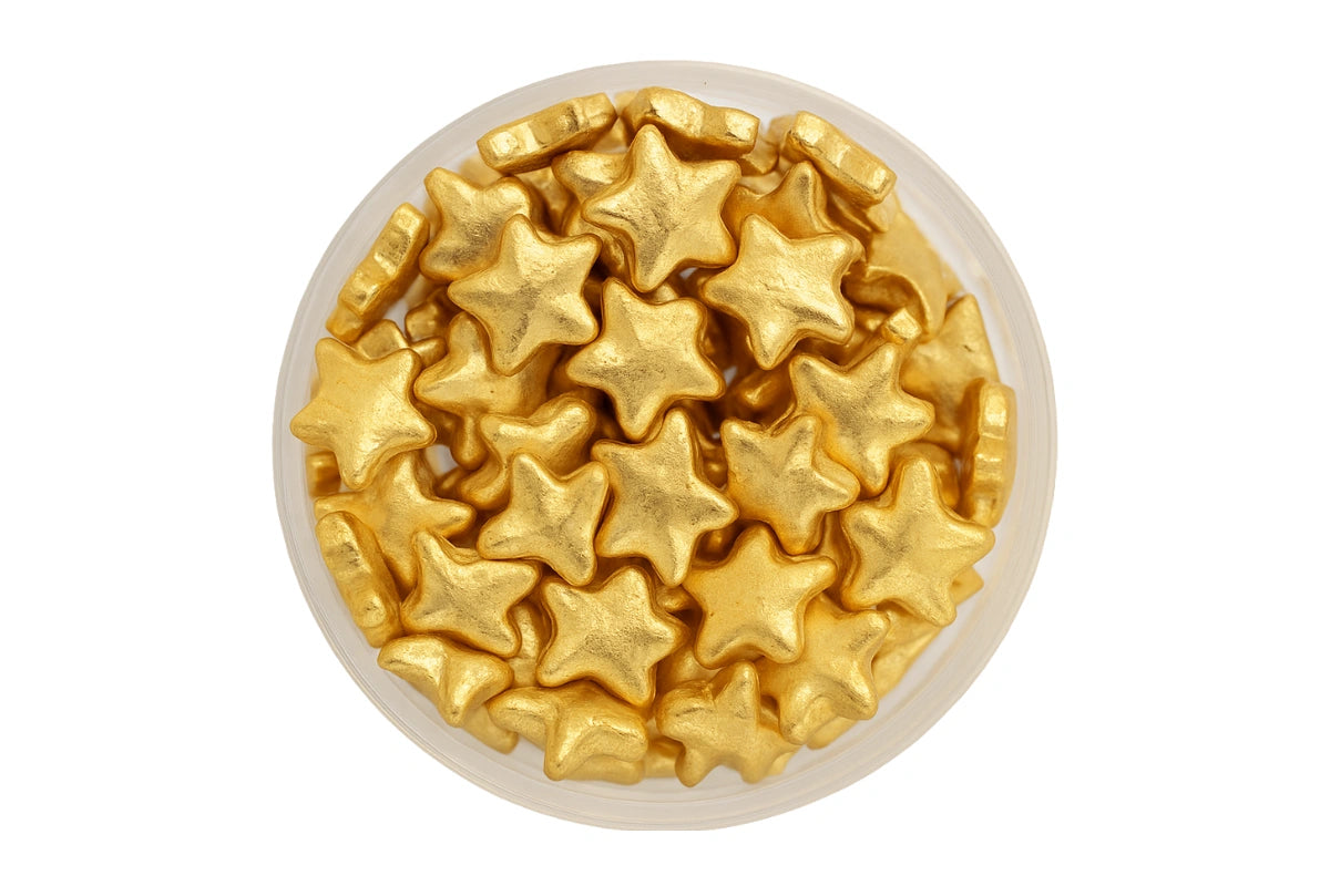 Metallic Gold Stars 100g - Iconic Sprinkles