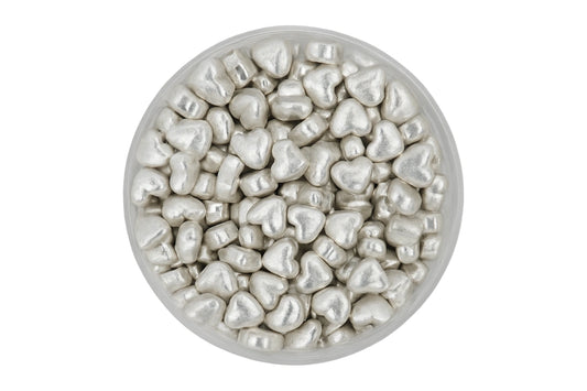 Metallic Silver Hearts 30g - Iconic Sprinkles