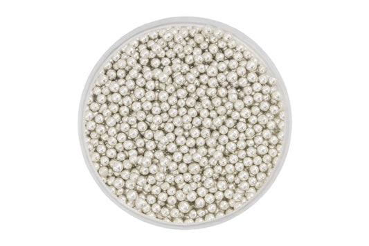 Metallic Silver 2mm Pearls 100g - Iconic Sprinkles
