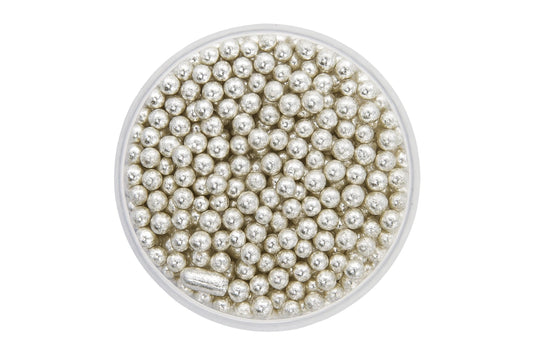 Metallic Silver 4mm Pearls 30g - Iconic Sprinkles