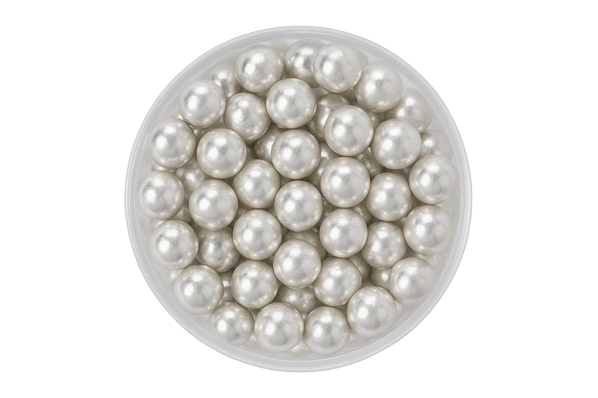 Metallic Silver 8mm Pearls 100g - Iconic Sprinkles