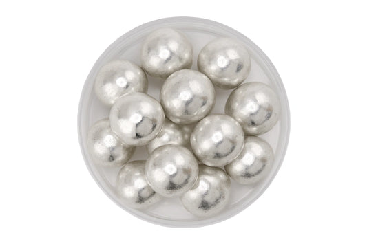 Metallic Silver 14mm Pearls 30g - Iconic Sprinkles