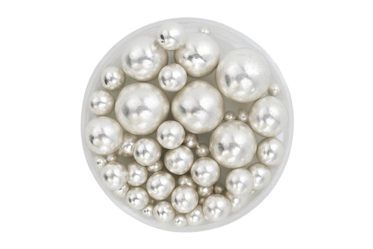 Metallic Silver Mixed Pearls 100g - Iconic Sprinkles