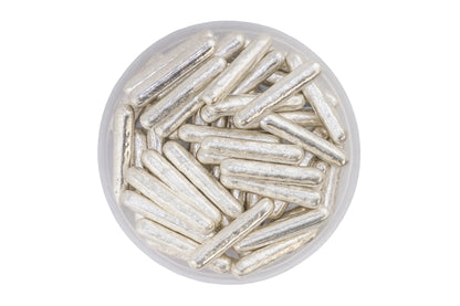 Metallic Silver Rods 30g - Iconic Sprinkles