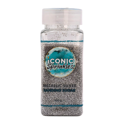 Metallic Silver Sanding Sugar 100g - Iconic Sprinkles