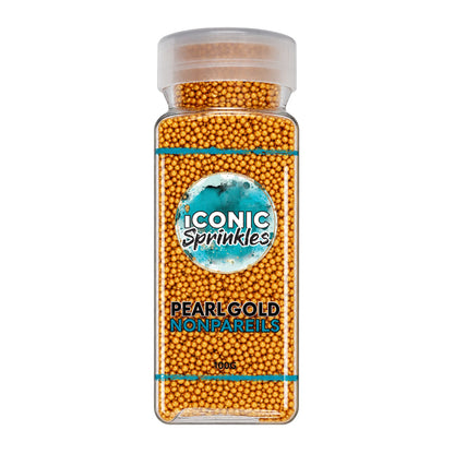 Gold Pearl Nonpareils 100g - Iconic Sprinkles
