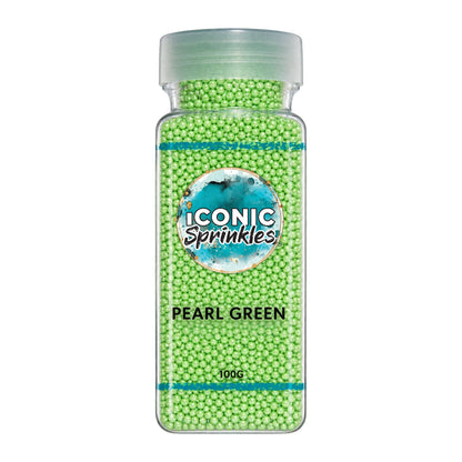Green Pearl Nonpareils 100g - Iconic Sprinkles