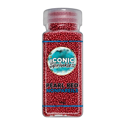 Red Pearl Nonpareils 100g - Iconic Sprinkles
