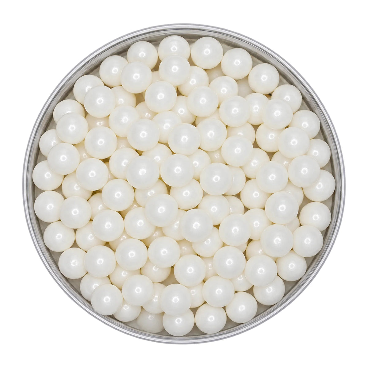 White 10mm Pearl Cachous 100g - Iconic Sprinkles
