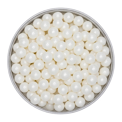White 10mm Pearl Cachous 100g - Iconic Sprinkles