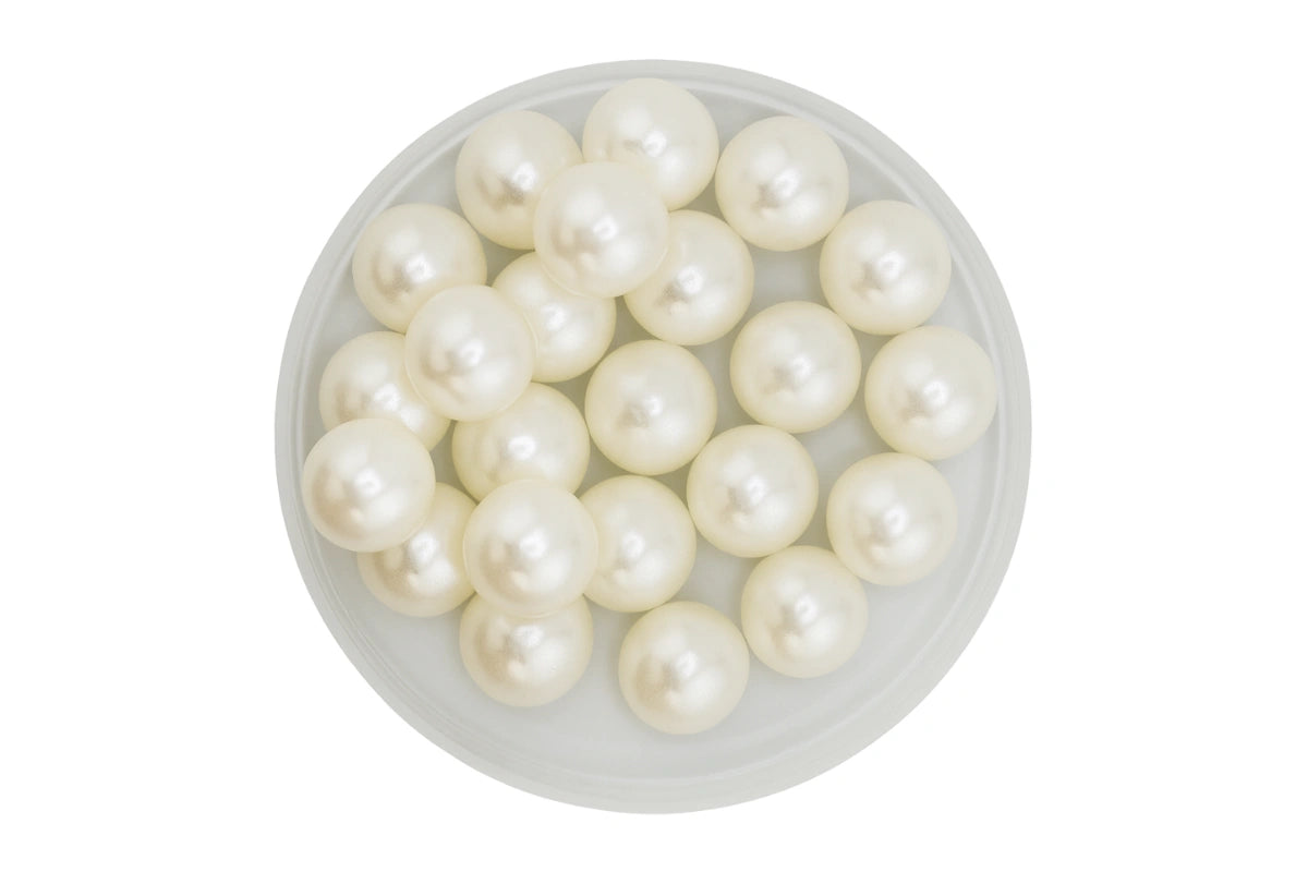 White 10mm Pearl Cachous 30g - Iconic Sprinkles