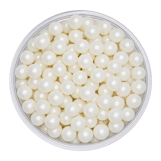 White 12mm Pearl Cachous 100g - Iconic Sprinkles