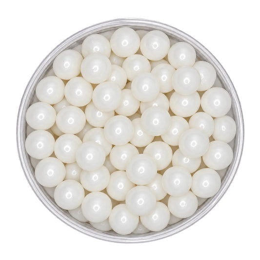 White 14mm Pearl Cachous 100g - Iconic Sprinkles