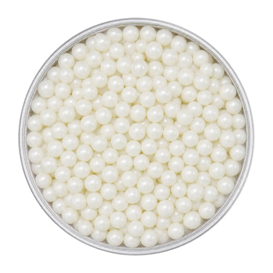 White 4mm Pearl Cachous 100g - Iconic Sprinkles