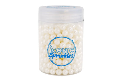 White 7mm Pearl Cachous 100g - Iconic Sprinkles