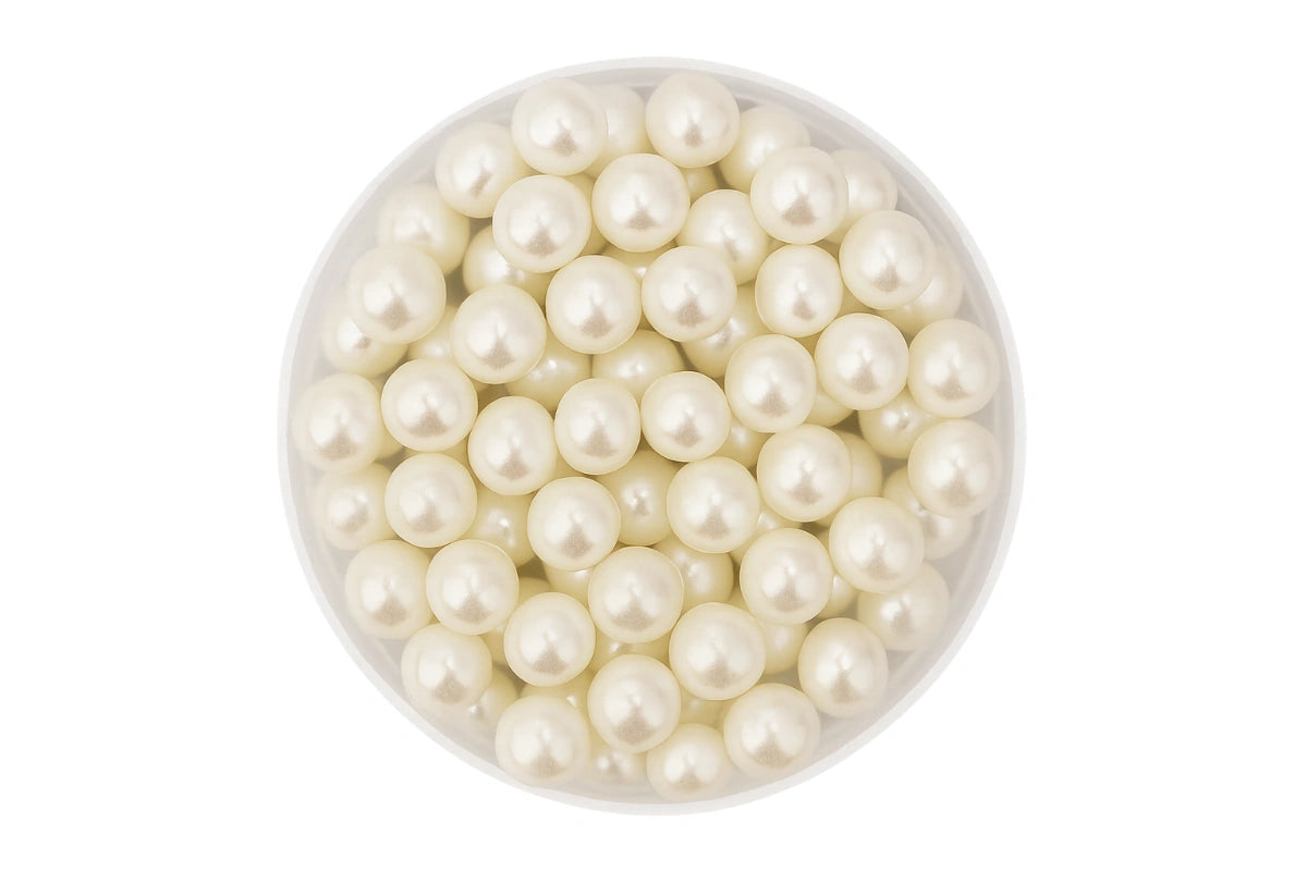 White 7mm Pearl Cachous 30g - Iconic Sprinkles