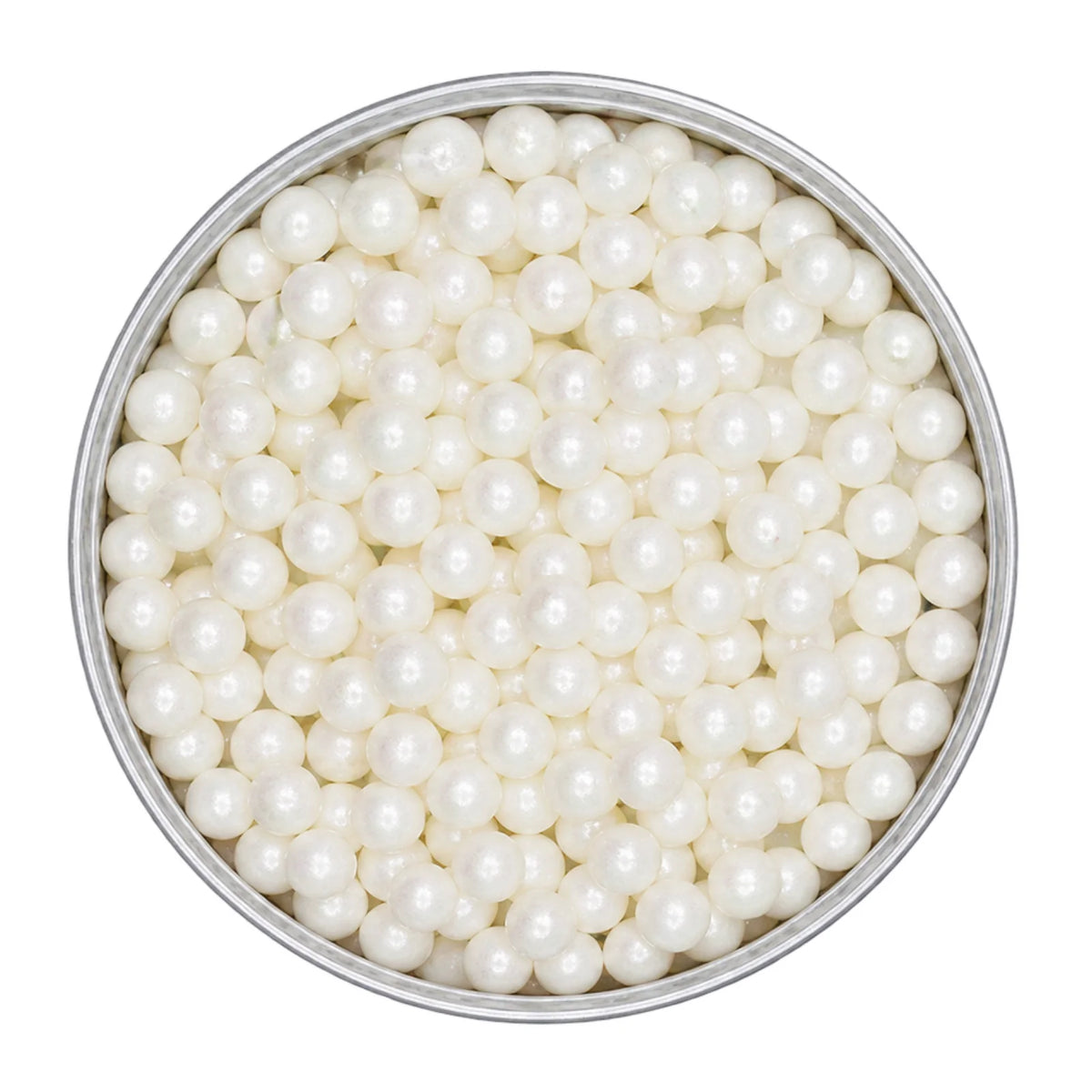 White 8mm Pearl Cachous 100g - Iconic Sprinkles