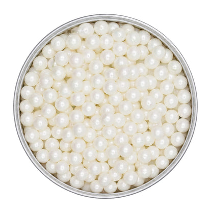 White 8mm Pearl Cachous 100g - Iconic Sprinkles