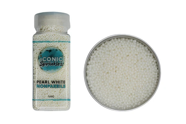 White Pearl Nonpareils 100g - Iconic Sprinkles