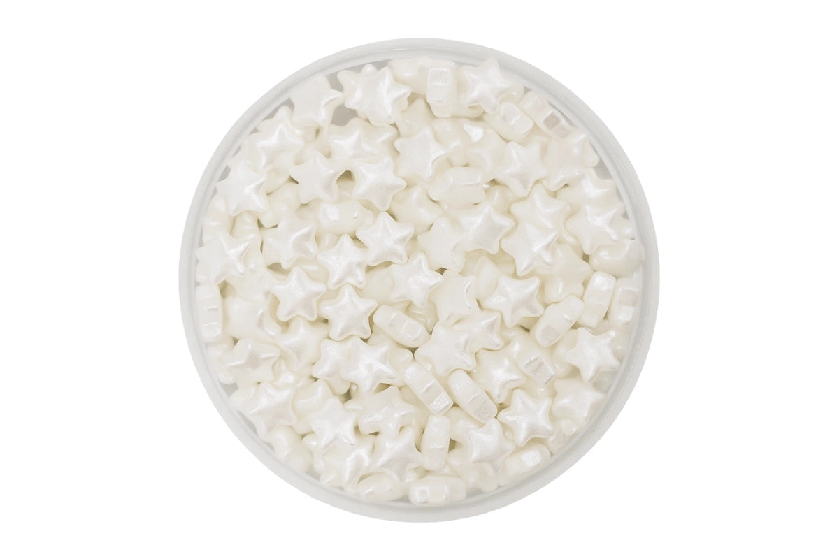 White Pearl Stars 100g - Iconic Sprinkles