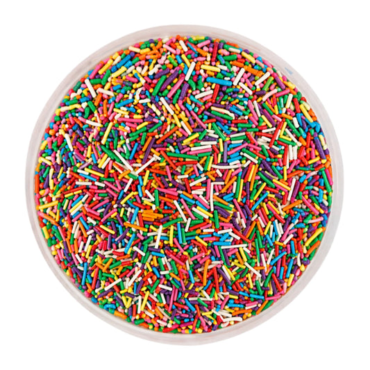 Rainbow Shiny Jimmies 500g - Iconic Sprinkles