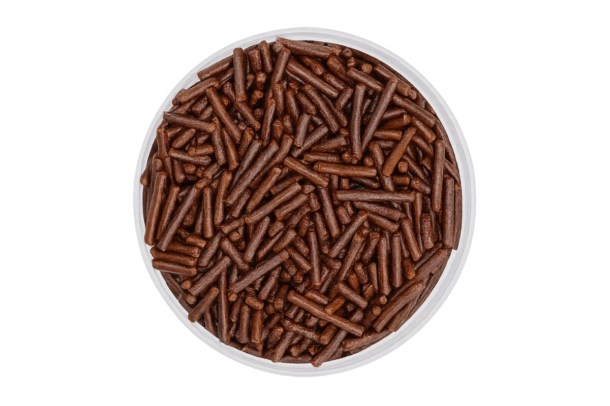 Brown Shiny Jimmies 100g - Iconic Sprinkles