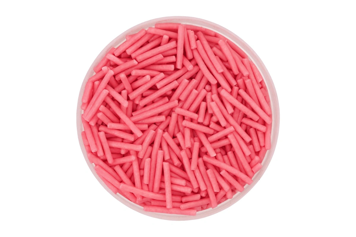 Pink Shiny Jimmies 100g - Iconic Sprinkles