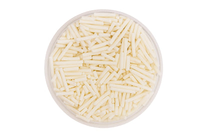 White Shiny Jimmies 100g - Iconic Sprinkles