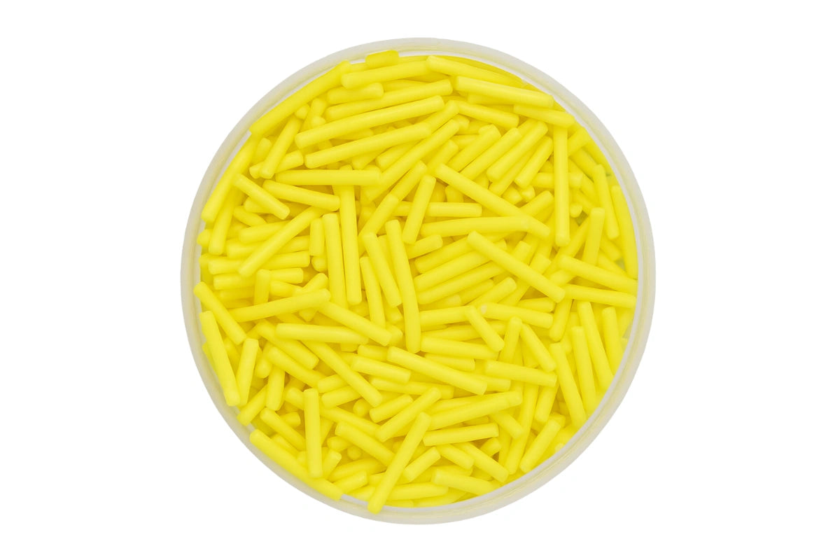 Yellow Shiny Jimmies 30g - Iconic Sprinkles