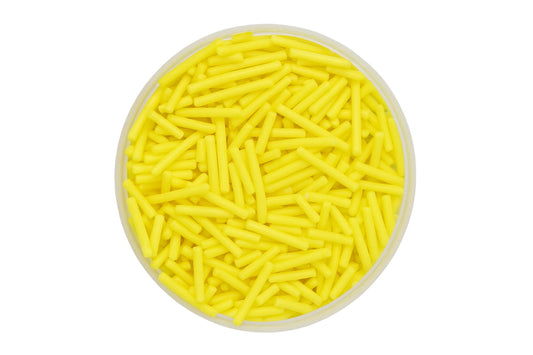 Yellow Shiny Jimmies 100g - Iconic Sprinkles