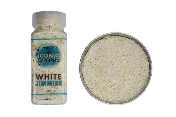 White Pearl Jimmies 75g - Iconic Sprinkles
