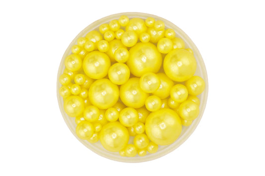 Yellow Shiny Pearls 100g - Iconic Sprinkles