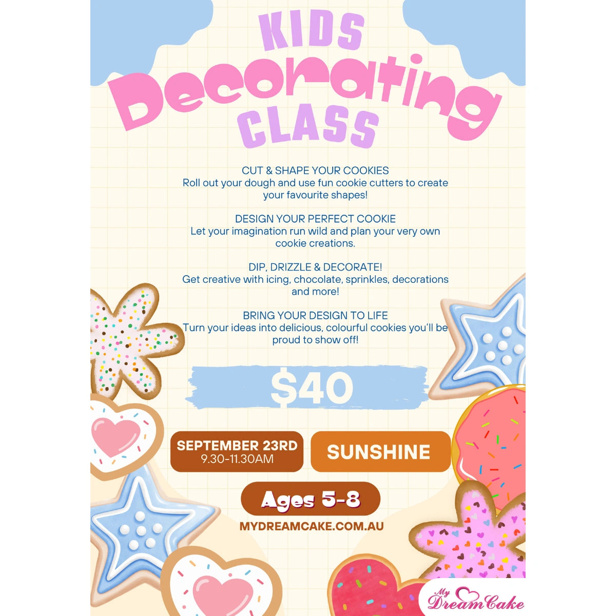 Kids Shortbread Baking & Decorating Class - Sunshine