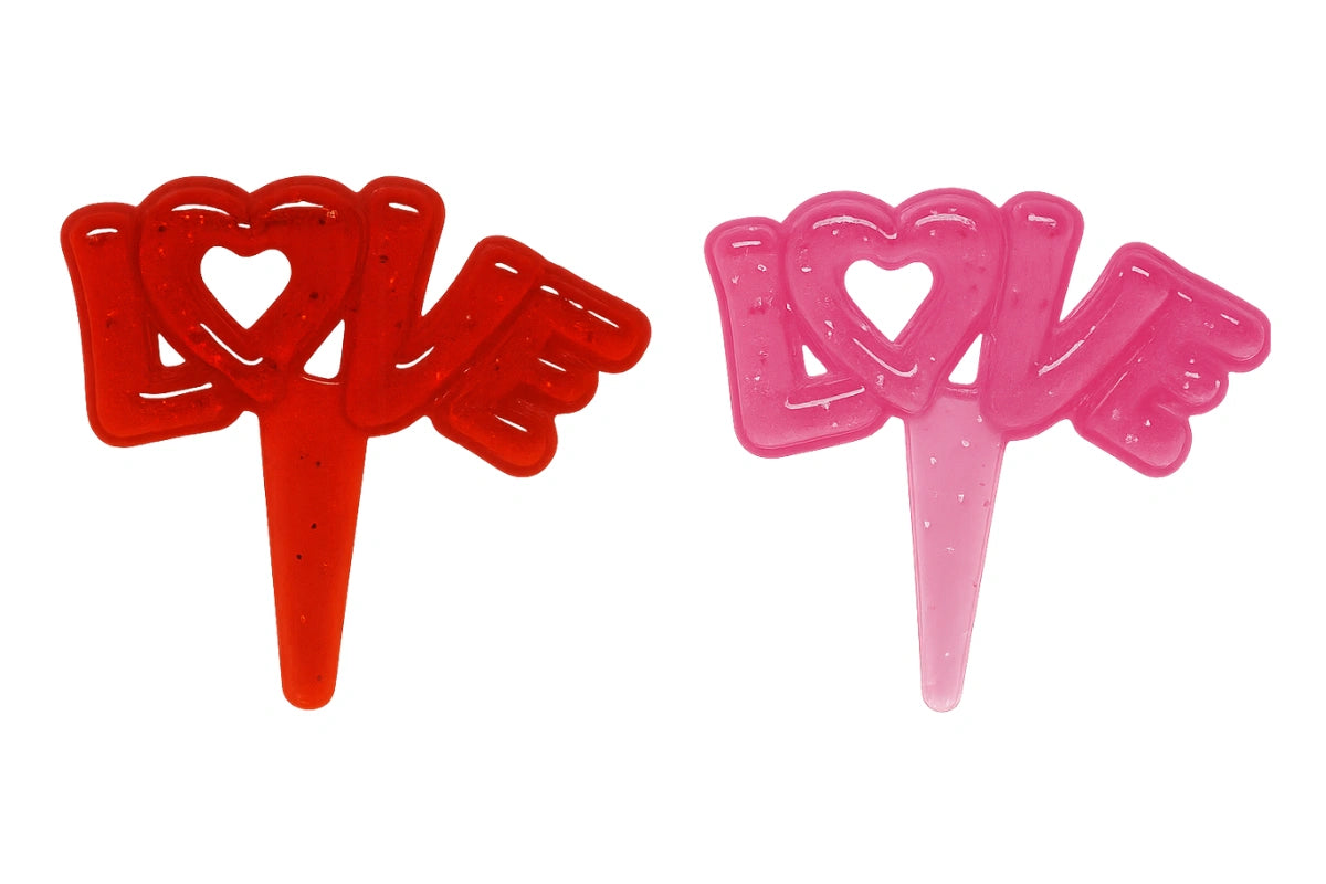 Pink Fancy Love Script - Red and - Cupcake Picks (8 Pack) - Bakery Crafts