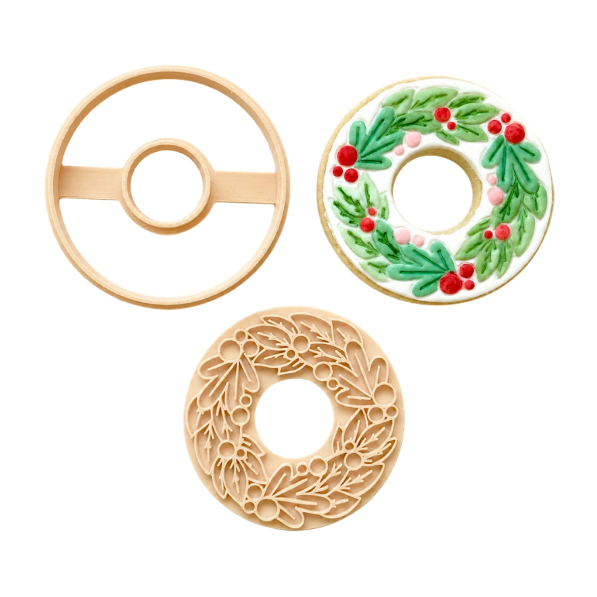 Christmas Wreath Stamp and Cutter Set - Little Biskut