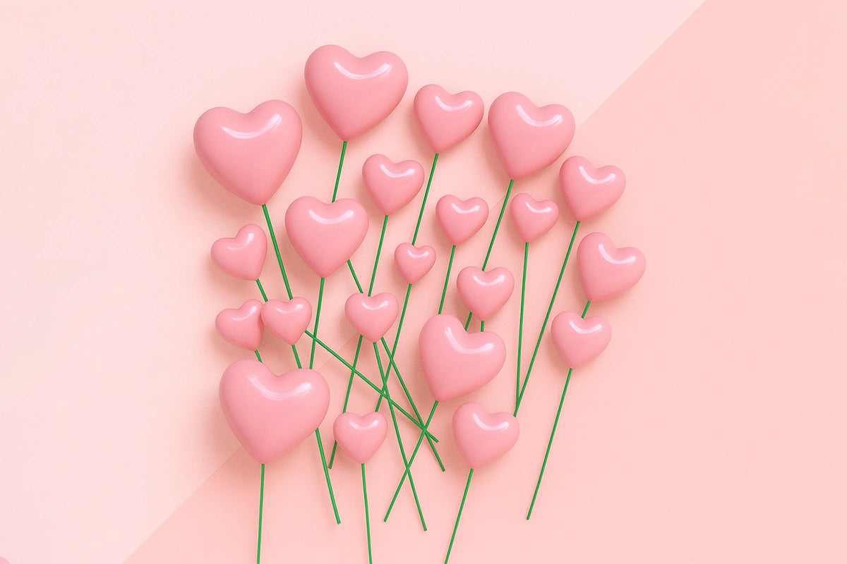Pink Light Gloss Heart Toppers (20 Pack) - Iconic Cake Art