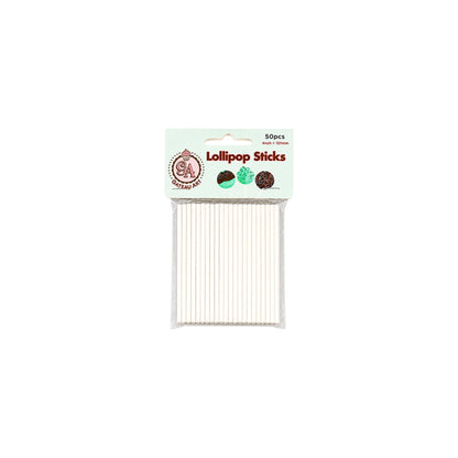 White Lollipop Sticks 4 Inch (50 Pack) - Gateau Art