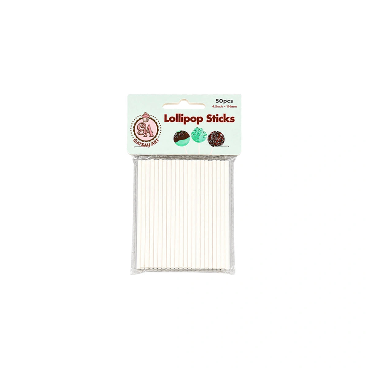 White Lollipop Sticks 4.5 Inch (50 Pack) - Iconic Cake Art