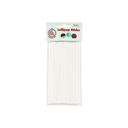 White Lollipop Sticks 6 Inch (50 Pack) - Iconic Cake Art