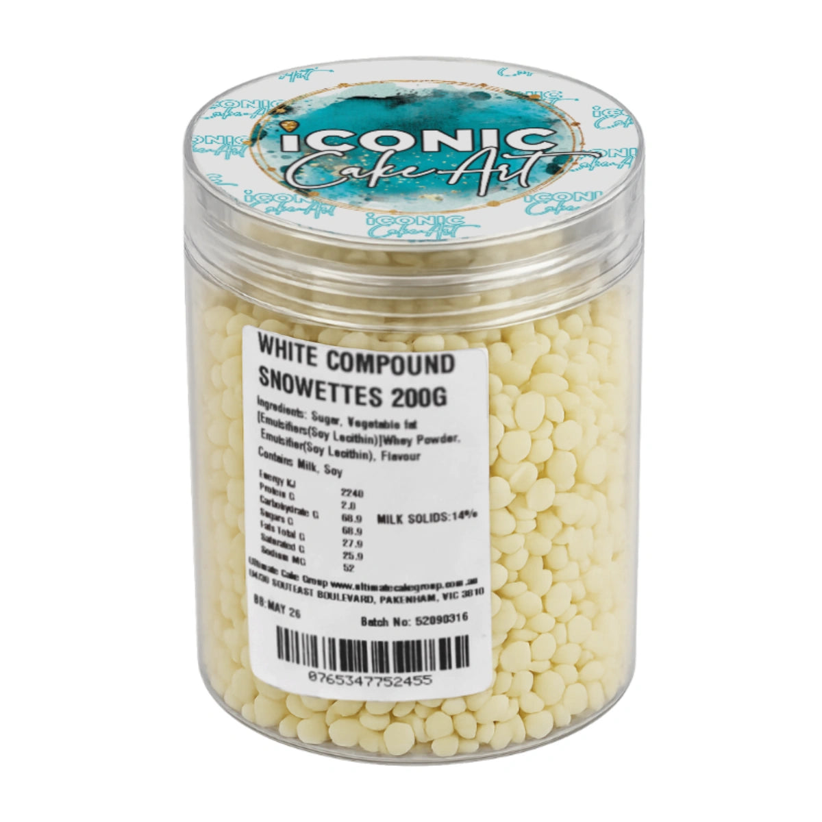 Chocolate White Chips Snowetts 200g - Iconic Cake Art