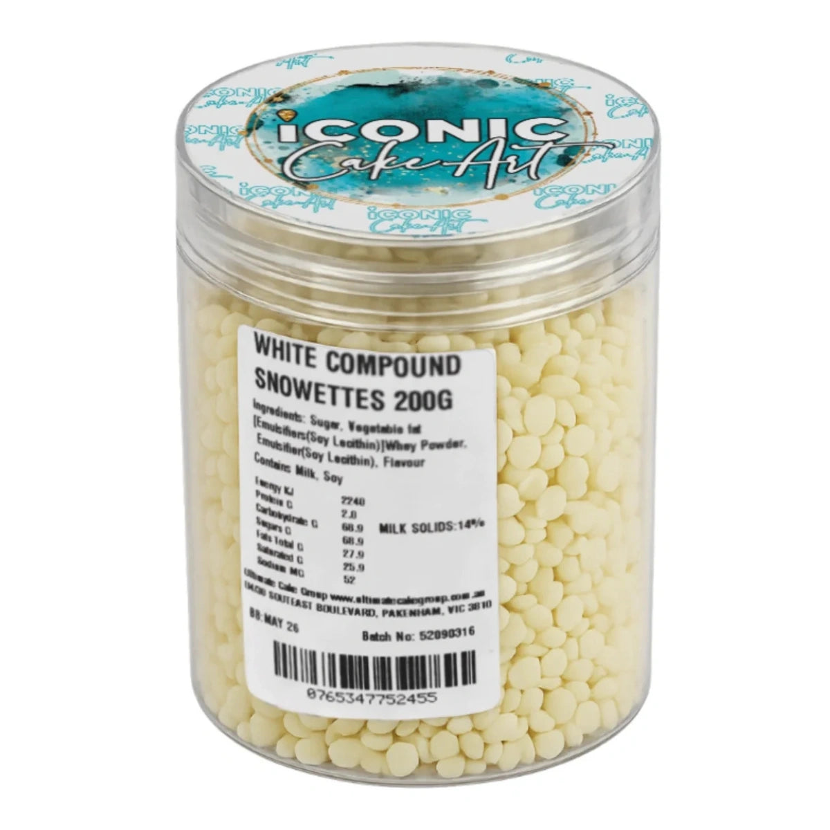 Chocolate White Chips Snowetts 200g - Iconic Cake Art