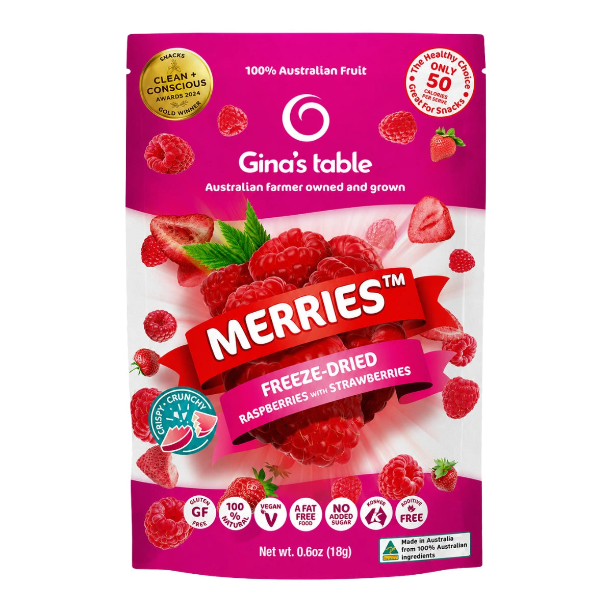 Freeze-Dried Strawberries and Raspberries 18g - Ginas Table
